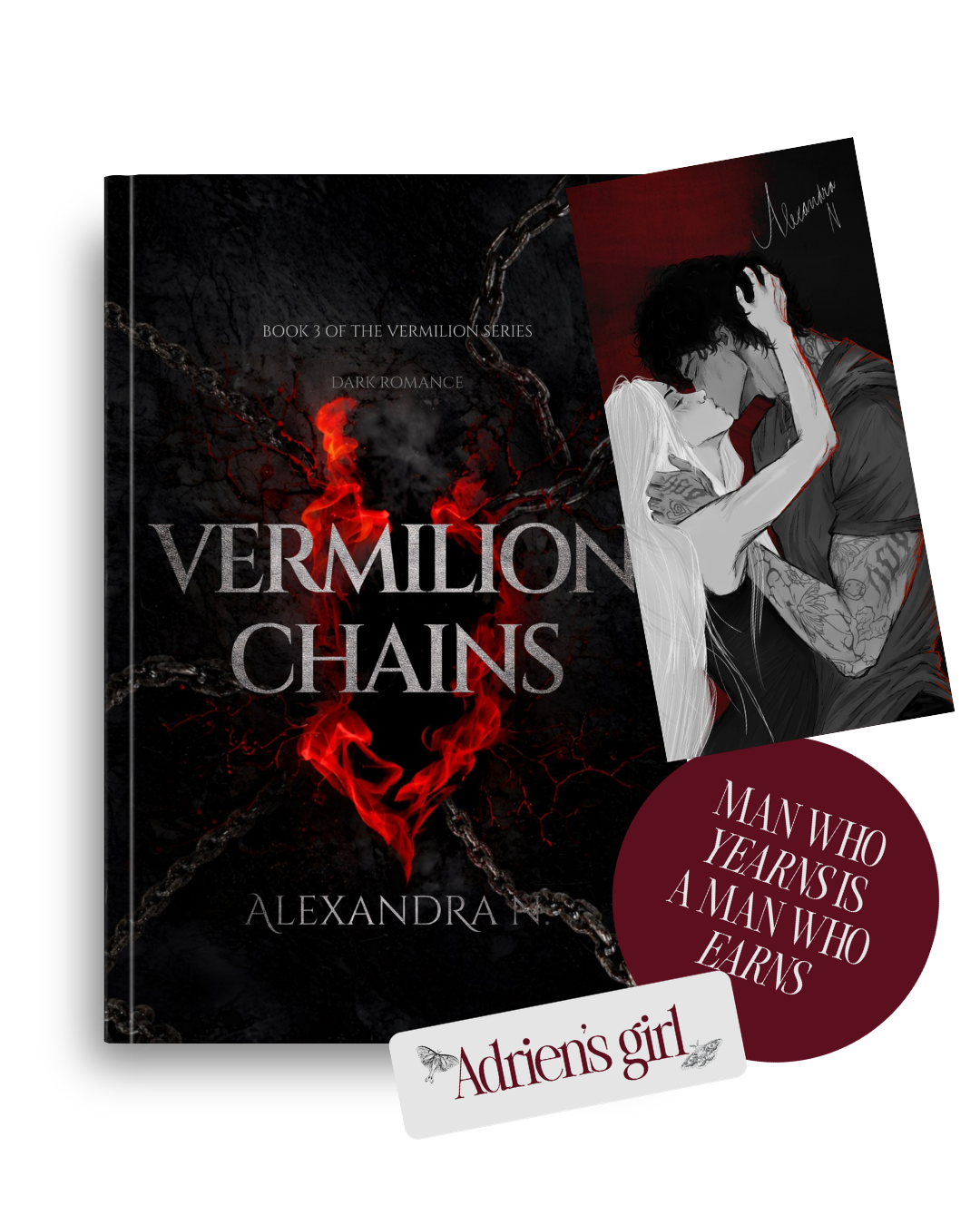 Signed Paperback Vermilion Chains + Goodies